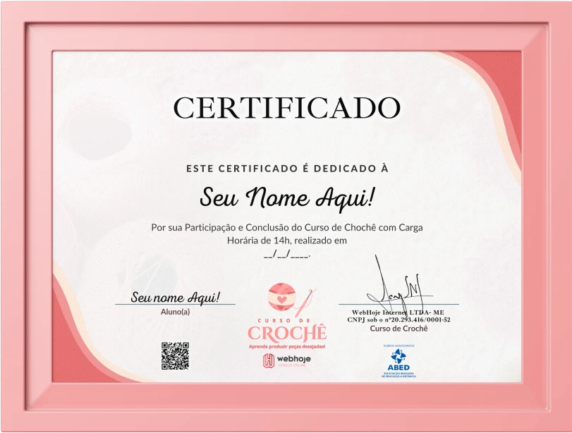 Certificado de conclusao do curso de croche